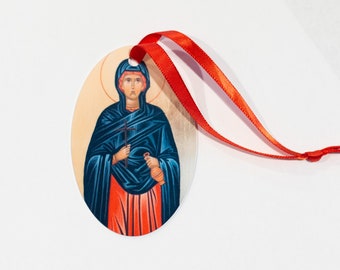 Saint Mary Magdalen Christmas Ornament, Christian Tree Ornament, Catholic Icon, Iconography, Oval Ornament, Lent Easter decoration