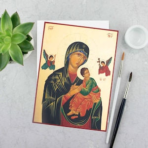 Our Lady of Perpetual Help Icon: Giclee Print, Catholic Christian art, 8x10 inches, 5x7 Inches.  Mary and Jesus