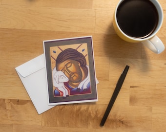 Jesus the Good Shepherd Greeting Card, Catholic Sacrament, Occassion Note Card