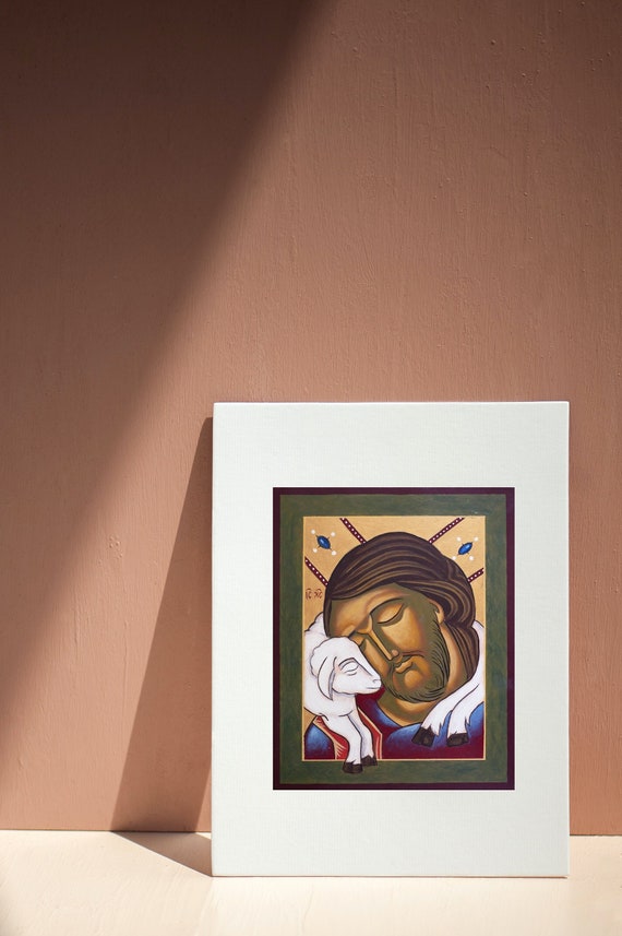 Jesus the Good Shepherd: Giclee Print, Catholic Christian art, 8x10 inches