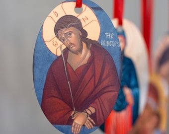 Jesus the Bridegroom Icon Christmas Ornament, Christian Tree Ornament, Catholic Icon, Iconography, Oval Ornament, Lent Easter decoration