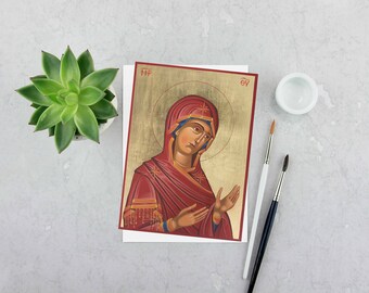 Mary, Mother of God Icon: Giclee Print, Catholic Christian art, 11x15, 8x10 inches, 5x7 Inches.  Virgin Mary