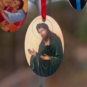 John the Baptist Christmas Ornament, Christian Tree Ornament, Catholic Icon, Iconography, Oval Ornament