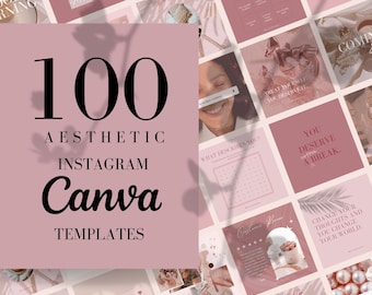 Rose Gold Instagram Templates: Canva Beauty Posts & Stories (Digital Download)
