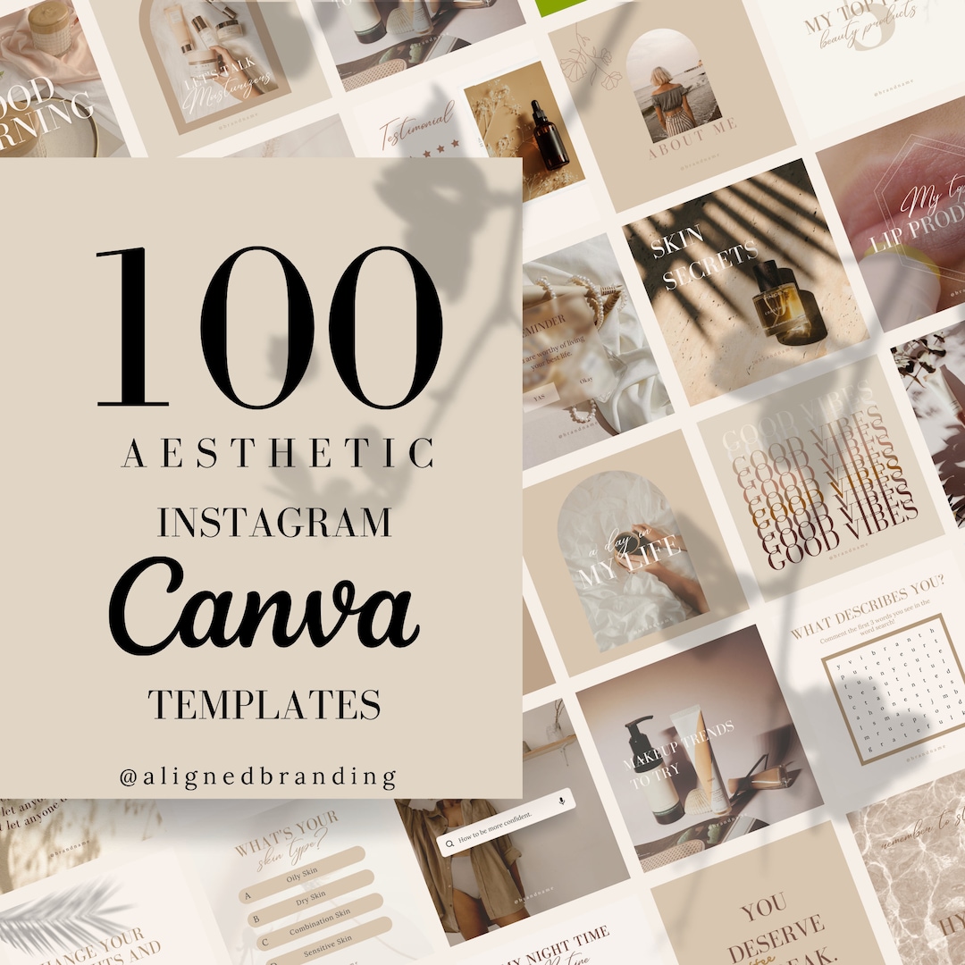 100 Instagram Templates Canva Post Story Beige Nude Neutral Brown ...