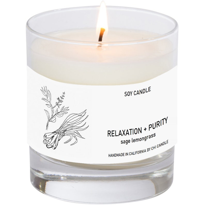 Relaxation Purity Soy Candle. Soy Candle Sage & Lemongrass.8 Etsy