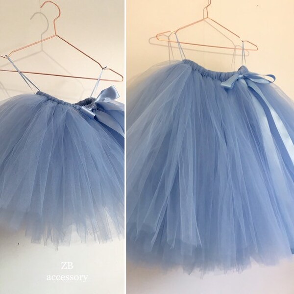 Dusty blue tutu, girls tulle skirt, flower girl tutu skirt, powder blue tutu, dull blue tutu, smokey blue tutu, handmade tulle skirt