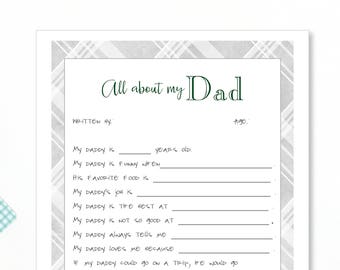 Fathers Day - Fathers Day Printable - printable letter - Dad Printout - Letter from Kid - instant download - Dad from child - Dad interview