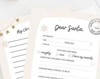 Letter to Santa Writing Template Digital Download with Kids Letter and Christmas Wish List | Instant Download | Printable Letter to Santa