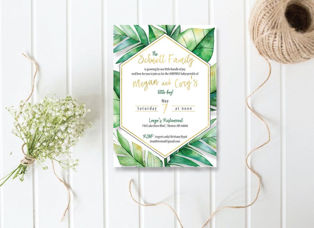 Jungle Theme Baby Shower Invitation Digital Tropical - Etsy