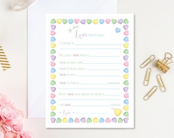 Kids valentines - preschool- valentines day - child - printable - kindergarten - elementary - love - letter from child- hearts - valentine