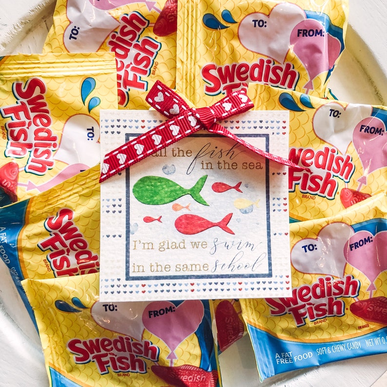 Sweedish Fish Valentines Day Printable Valentines Card Class Etsy
