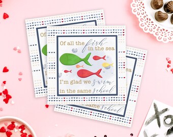 Sweedish Fish Valentines Day Printable, Valentines card, class cards, digital valentines day tags, fish valentines cards, fishing kids, prek