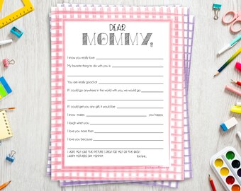 Mothers Day Letter from Child - About my mom - Mothers Day - Gift from kid - mothers day art - For Mom - Birthday - Nana - Mimi - Grammy
