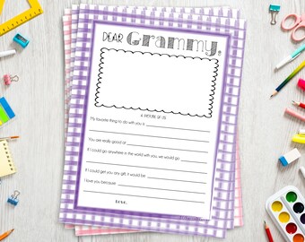 Mothers Day Letter from Child - About my grandma - Mothers Day - Gift from kid - mothers day art - For grammy  - Nana - Mimi Grammy grandma