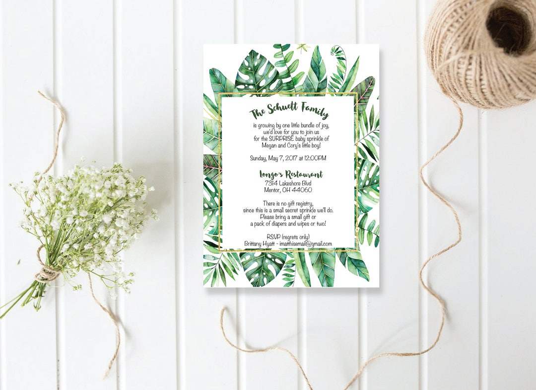 Jungle Theme Baby Shower Invitation Digital Tropical - Etsy