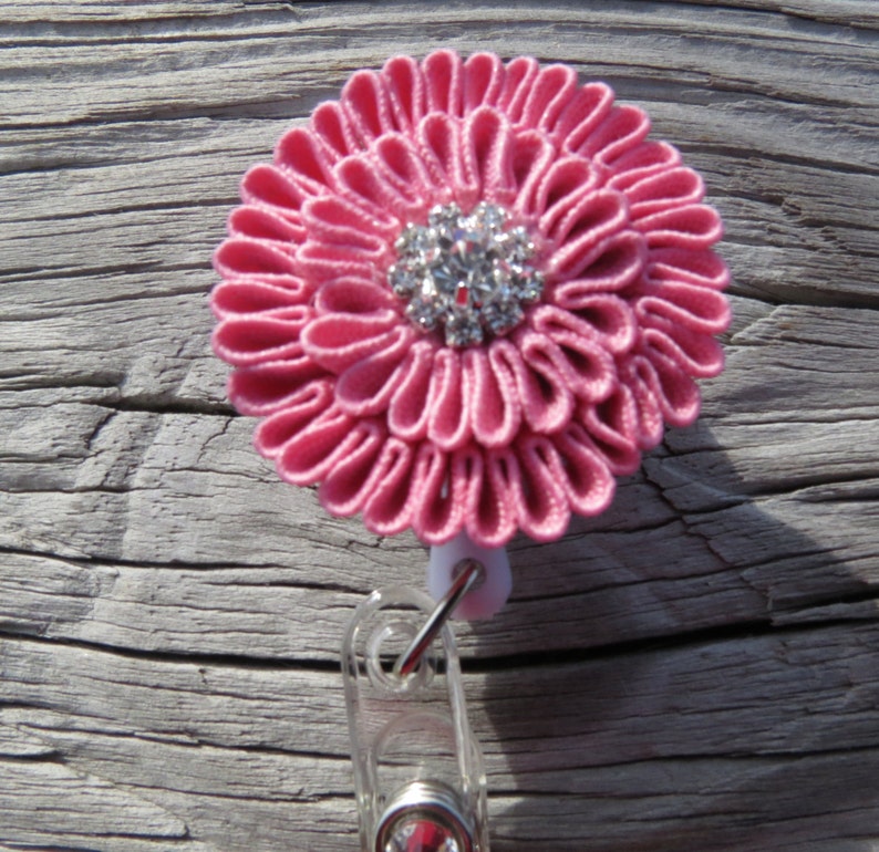 Rick Rack Flower Bloom ID BAdge Holder in Red color Flower Etsy