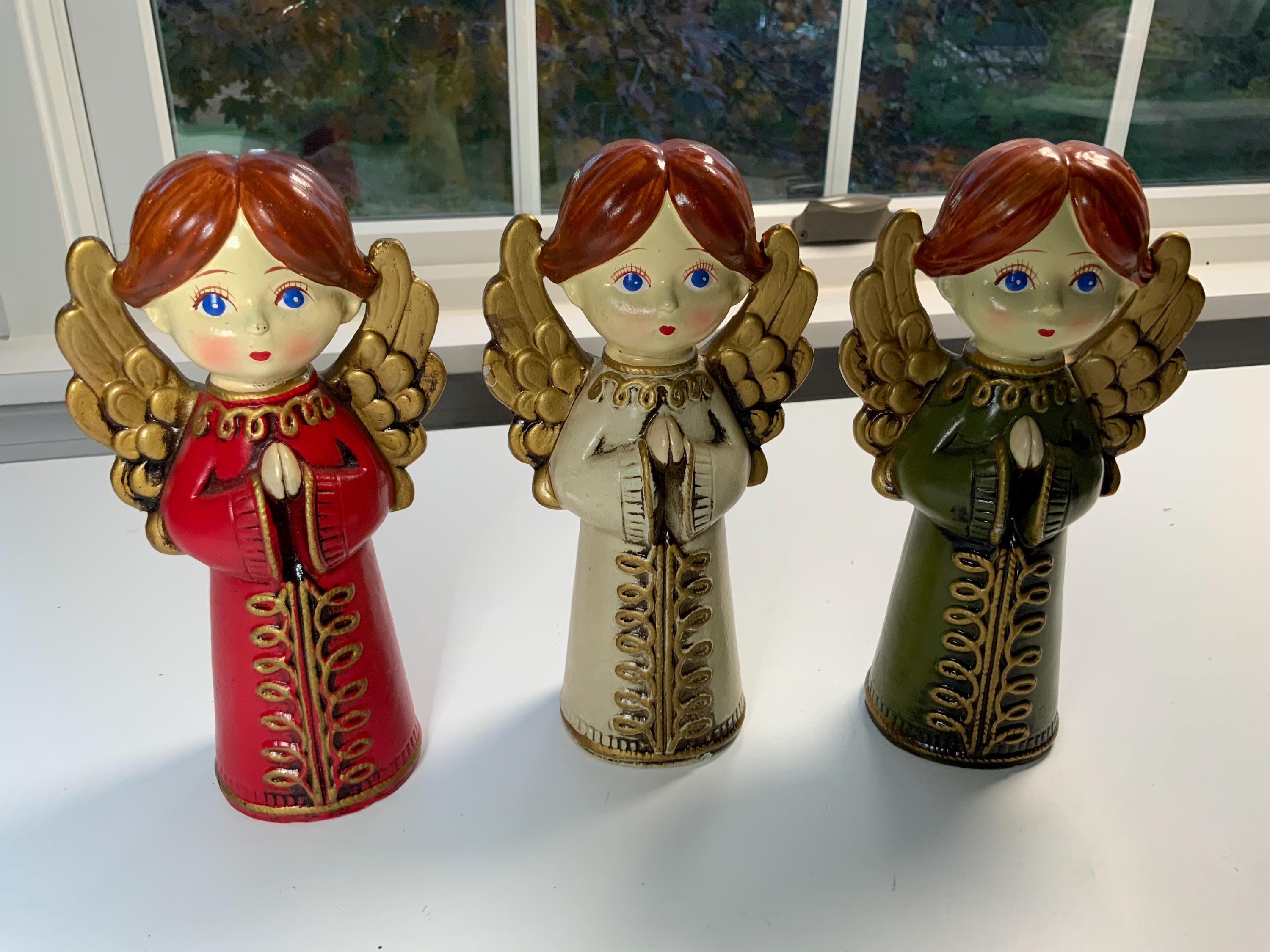 Vintage Ceramic 3 Angels - Etsy