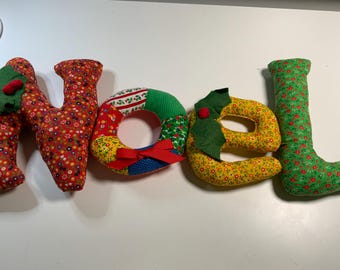 Handmade Vintage Patchwork NOEL wall hanging