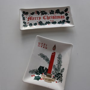 Two vintage Christmas Trinket Dish/Tray