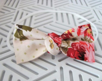 Floral bow, baby headband, christmas headband, red bow