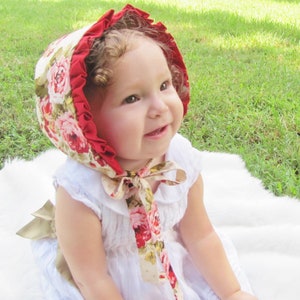 Red Rose Ruffle Bonnet