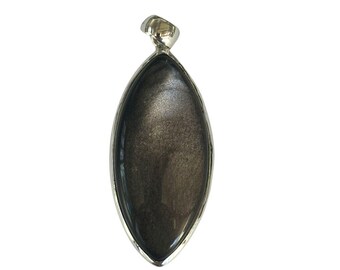 Silver Glans Obsidian Hänge