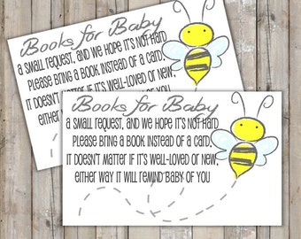 Bumble Bee Baby Shower - Baby Shower Book Request - Book For Baby Shower - Build Baby's Library - Print at Home - Instead of Card Bring Book