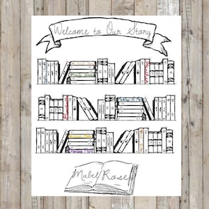 Book Themed Baby Shower - Baby Shower Guestbook - Storybook Guestbook Page - Instant Download - Print at Home - Book Theme Nursery Art