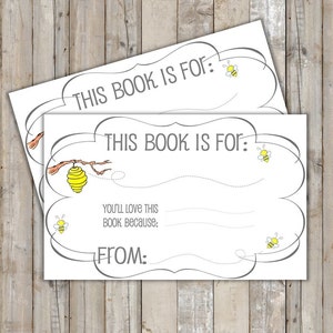 Bumble Bee Baby Shower Book Plate - Instant Download - Book For Baby Shower - Build Baby&#39;s Library - Book Plate Sticker - Printable
