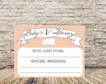 Book Plate - Instant Download - Print at Home - Baby Shower Book Plate - Book For Baby Shower - Build Baby's Library - Book Plate Sticker