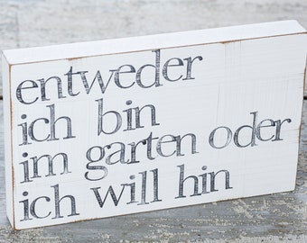 15 x 25 cm text wall picture "garden" made of wood