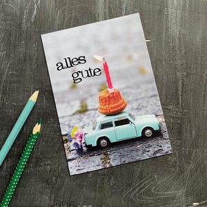 Postkarte "Auto alles gute" Grusskarte Karte Glückwunschkarte Geburtstagskarte