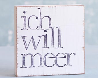 Plato de 10 x 10 cm con frase "Quiero el mar" blanco decoración del hogar vacaciones souvenir marítimo sostenible