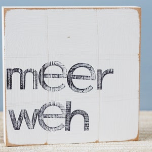 Quadro de parede marítimo "enjoo" feito de decoração de madeira - para amantes do mar em estilo shabby chic - presente para namorada 15 x 15 cm