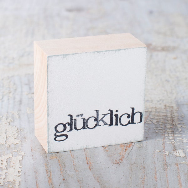 Mini-Textplatte "glücklich"