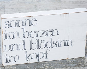 15x25cm Text Wandbild "sonne im herzen" aus Holz