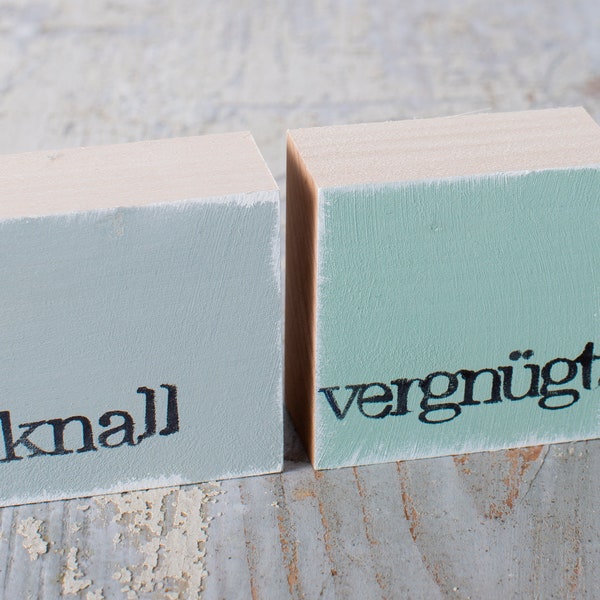 Mini-Textplatten "knall + vergügt"