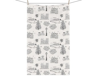 Snohomish Kitchen Tea Towel Home Decor Hand Drawn Small Town First Street Vintage Style