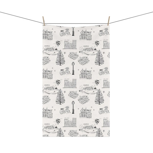 Snohomish Kitchen Tea Towel Home Decor Hand Drawn Small Town First Street Vintage Style