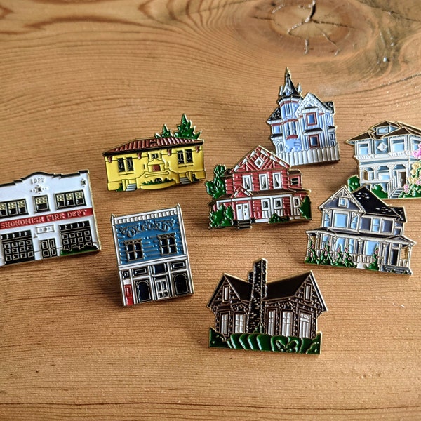 Snohomish Pin Magnet Collection Set - Washington Historic Home Enamel Pin Magnet - Pacific Northwest Collectible