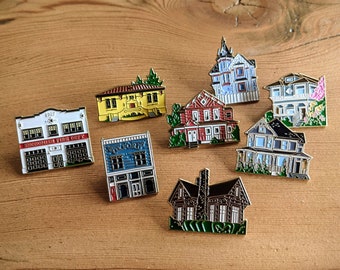 Small Town Snohomish Pin Set - Washington Historic Home Enamel Pins - Pacific Northwest Collectible Memorabilia