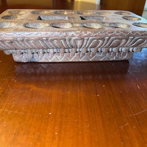 Very Old Antique Wooden South Indian Pallanguzhi or Mancala Board