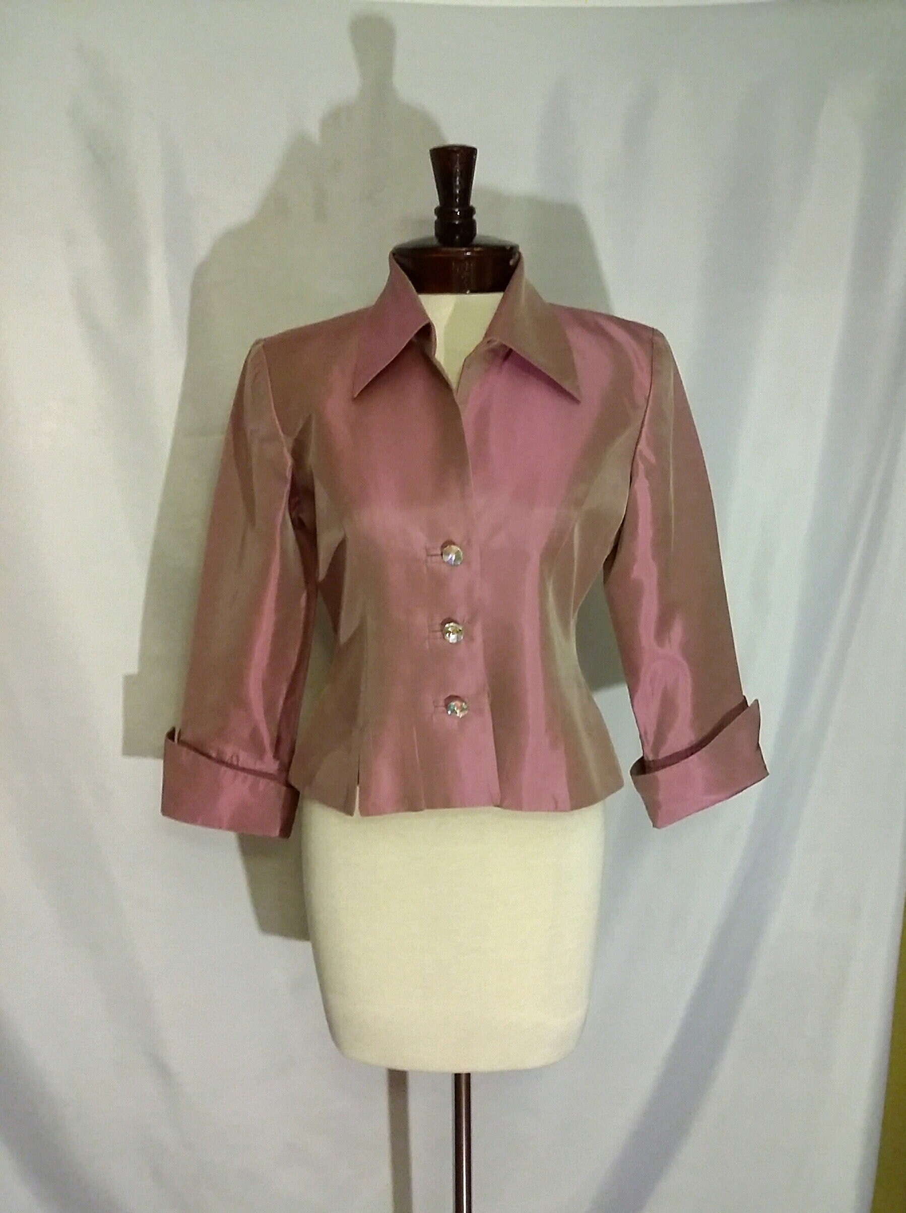 Pink evening blouse jacket dusty pink formal top iridescent Etsy