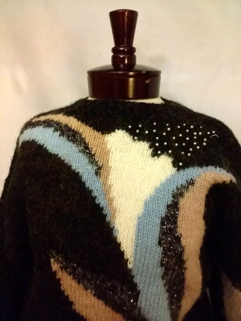 SHOP CLOSING 70/% OFF 80s abstract sweater size sm mohair sweater metallic sweater winter sweater vintage clothing size sm