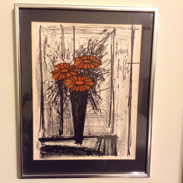 Flower by Bernard Buffet Stone Litho