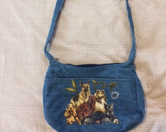 Vintage Rita’s Handbags Shoulder Bag Denim German Shepherd Dogs
