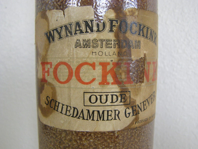 Antique Wynand Fockink Amsterdam Stoneware Gin Bottle. 1 Liter with partial label. image 3