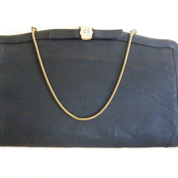 Vintage Black Satin Clutch/Purse