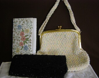3 Vintage Beaded and Embroidered Purses in good contion